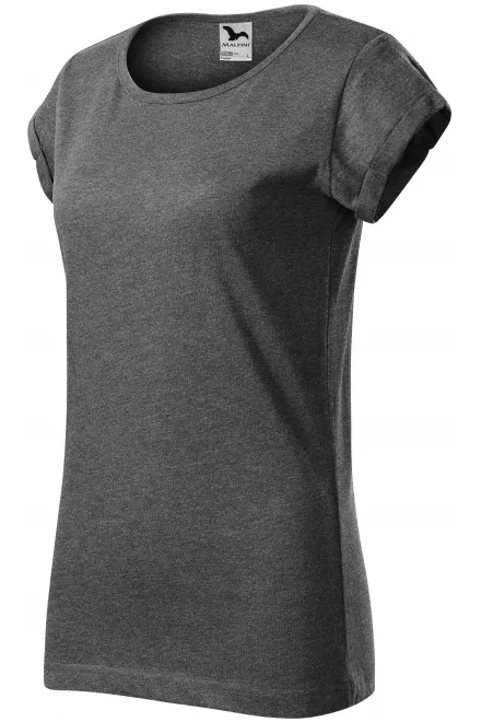 Moteriški marškinėliai susuktomis rankovėmis, juodas marmuras