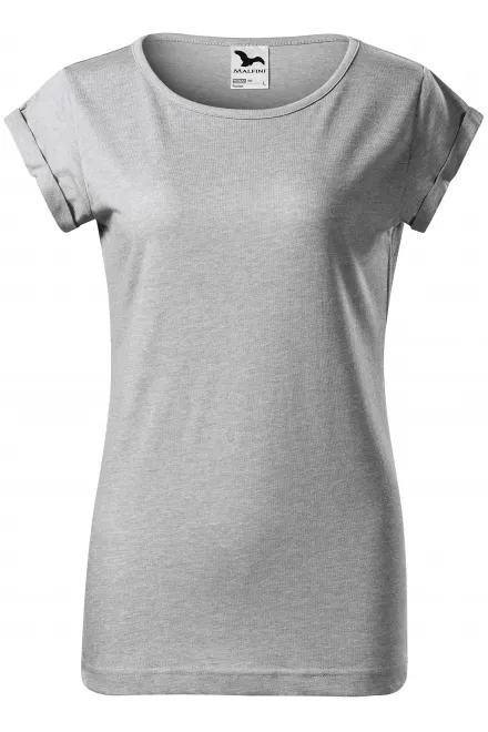 Moteriški marškinėliai susuktomis rankovėmis - sidabro marmuras, M