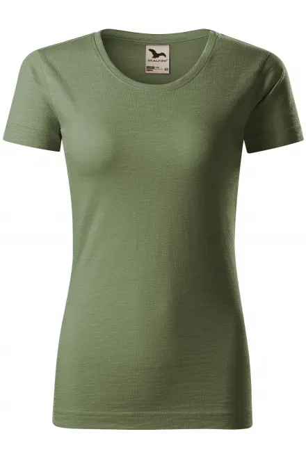 Moteriški marškinėliai, tekstūruota organinė medvilnė - khaki, M