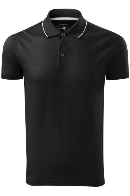 Vyriški elegantiški merserizuoti polo marškinėliai - juoda, L