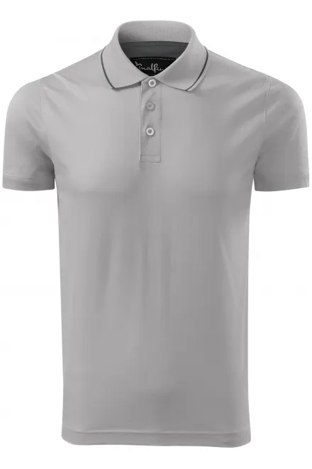 Vyriški elegantiški merserizuoti polo marškinėliai - sidabro pilka, L