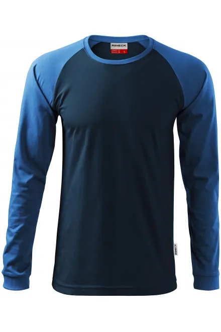 Vyriški kontrastiniai marškinėliai ilgomis rankovėmis - tamsiai mėlyna, L